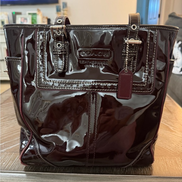 Coach Handbags - Coach Dark Burgundy Patent Leather Tote